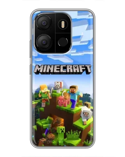 Чехол для TECNO Pop 7 Pro с картинкой «Minecraft классический мир»