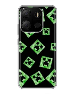 Чехол для TECNO Pop 7 Pro с картинкой «Паттерн с криперами»