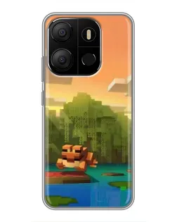 Чехол для TECNO Pop 7 Pro с картинкой «Майнкрафт закат солнца»