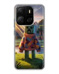 Чехол для TECNO Pop 7 Pro с картинкой «Крипер в свитере»