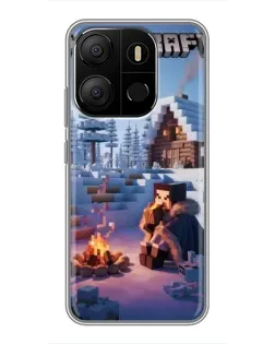 Чехол для TECNO Pop 7 Pro с картинкой «Зимний Minecraft»