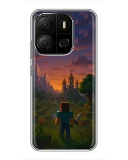 Чехол для TECNO Pop 7 Pro с картинкой «Стив у башни»