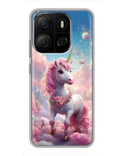 Чехол для TECNO Pop 7 Pro с картинкой «Единорог среди облаков»