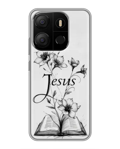 Чехол для TECNO Pop 7 Pro с картинкой «Цветы и Библия» Чехол для TECNO Pop 7 Pro с картинкой «Цветы и Библия»