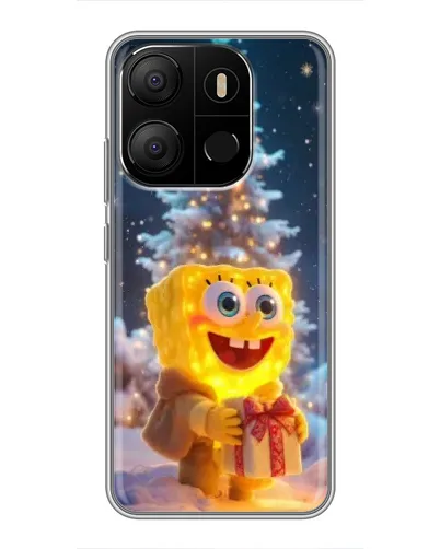 Чехол для TECNO Pop 7 Pro с картинкой «Рождественский Спанч Боб»