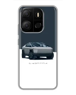 Чохол для TECNO Pop 7 Pro з картинкою «Сріблястий Cybertruck Tesla»