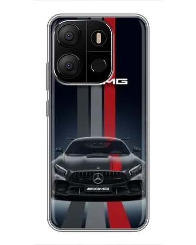 Чехол для TECNO Pop 7 Pro с картинкой «Mercedes — белый карбон»