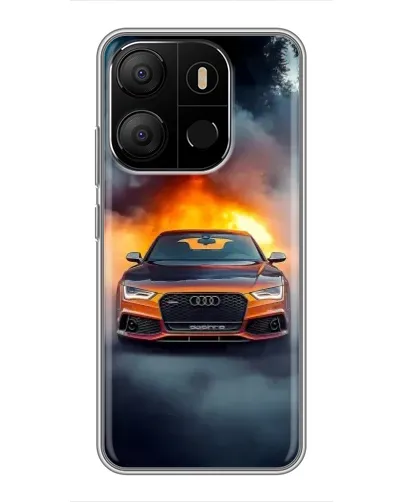 Чохол для TECNO Pop 7 Pro з картинкою «Audi у вогняному диму»