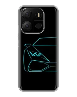 Чохол для TECNO Pop 7 Pro з картинкою «Блакитний силует Lamborghini»