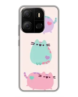 Чехол для TECNO Pop 7 Pro с картинкой «Pusheen трио»