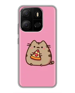 Чехол для TECNO Pop 7 Pro с картинкой «Пушин с пиццей»