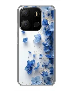 Чохол для TECNO Pop 7 Pro з картинкою «Блакитний квітковий каскад»
