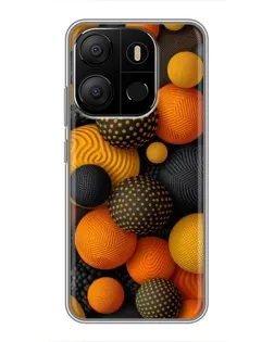 Чехол для TECNO Pop 7 Pro с картинкой «Объемные оранжевые сферы»