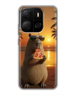 Чохол для TECNO Pop 7 Pro з картинкою «Капібара з піцою»