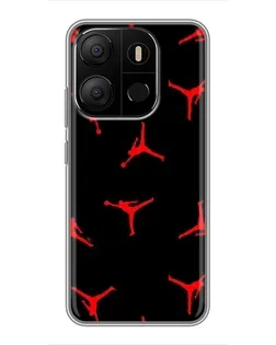Чехол для TECNO Pop 7 с картинкой «Jordan Red Pattern»
