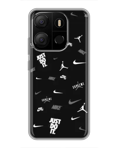 Чехол для TECNO Pop 7 с картинкой «Nike Black Pattern»