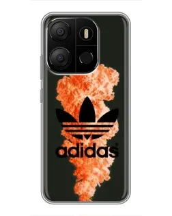 Чехол для TECNO Pop 7 с картинкой «Оранжевый дым Adidas»