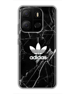 Чехол для TECNO Pop 7 с картинкой «Белый мрамор Adidas»