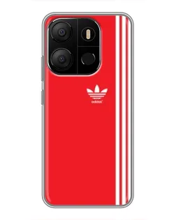 Чехол для TECNO Pop 7 с картинкой «Красный минимализм Adidas»