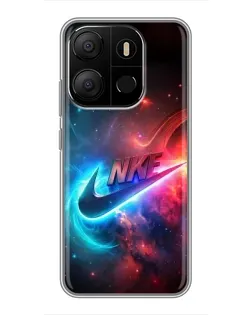 Чехол для TECNO Pop 7 с картинкой «Огненный логотип Nike»