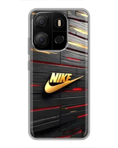 Чехол для TECNO Pop 7 с картинкой «Золотой Nike на металле»
