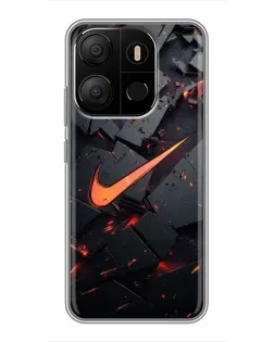 Чехол для TECNO Pop 7 с картинкой «Nike — эффект разломов»
