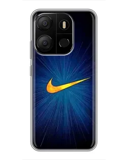 Чехол для TECNO Pop 7 с картинкой «Синий пульс Nike»