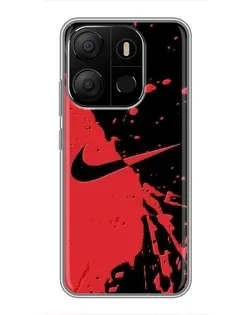 Чехол для TECNO Pop 7 с картинкой «Красные брызги Nike»