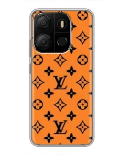 Чехол для TECNO Pop 7 с картинкой «Оранжевый стиль LV»