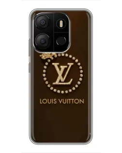 Чехол для TECNO Pop 7 с картинкой «LV — золотая печать»