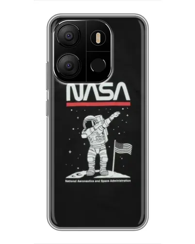 Чехол для TECNO Pop 7 с картинкой «NASA — шагаем по Луне»