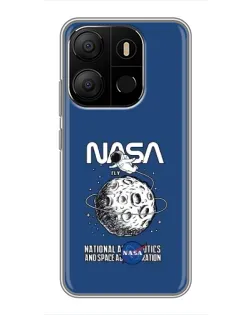 Чехол для TECNO Pop 7 с картинкой «NASA — лунная миссия»
