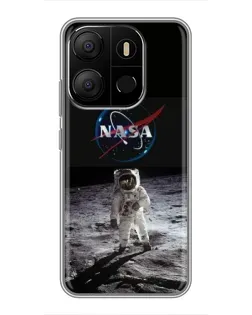 Чехол для TECNO Pop 7 с картинкой «Астронавт на Луне»