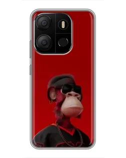 Чехол для TECNO Pop 7 с картинкой «Bored Ape в красном» Чехол для TECNO Pop 7 с картинкой «Bored Ape в красном»