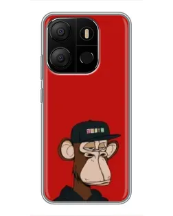 Чехол для TECNO Pop 7 с картинкой «Bored Ape — красный фон» Чехол для TECNO Pop 7 с картинкой «Bored Ape — красный фон»