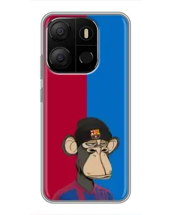 Чехол для TECNO Pop 7 с картинкой «Bored Ape — фанат Барсы»