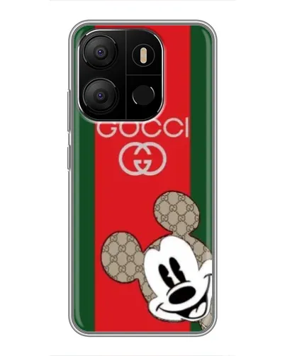Чехол для TECNO Pop 7 с картинкой «Gucci — полосы и Микки»