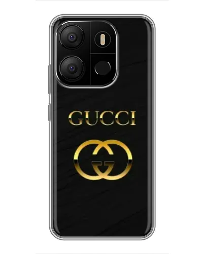 Чехол для TECNO Pop 7 с картинкой «Золотой логотип Gucci»