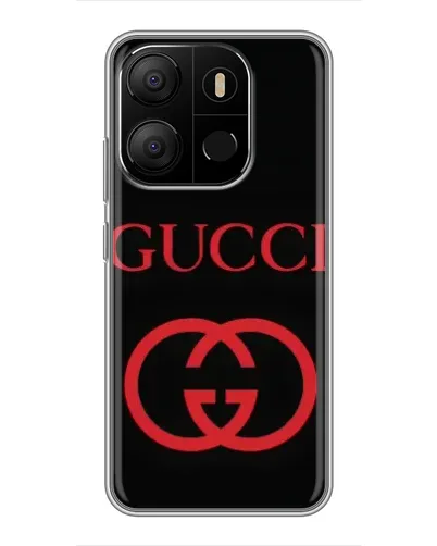 Чехол для TECNO Pop 7 с картинкой «Gucci — красный логотип»