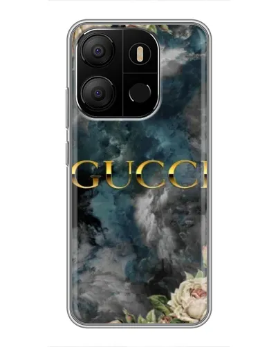 Чехол для TECNO Pop 7 с картинкой «Абстрактные цветы Gucci»