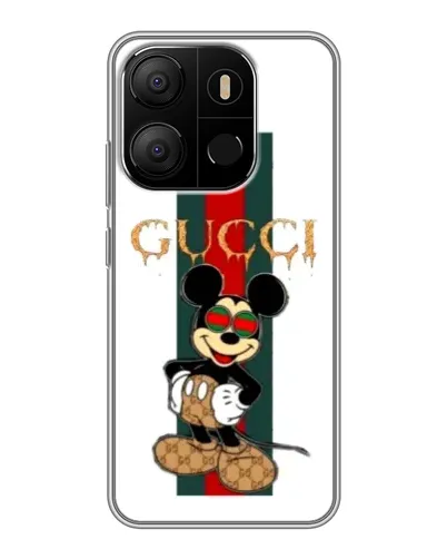 Чехол для TECNO Pop 7 с картинкой «Микки Маус Gucci — полосы»