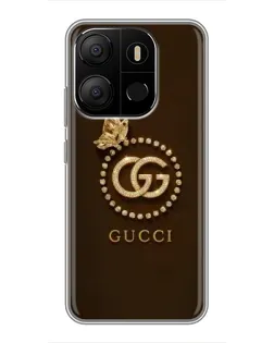 Чехол для TECNO Pop 7 с картинкой «Gucci — золотая бабочка»