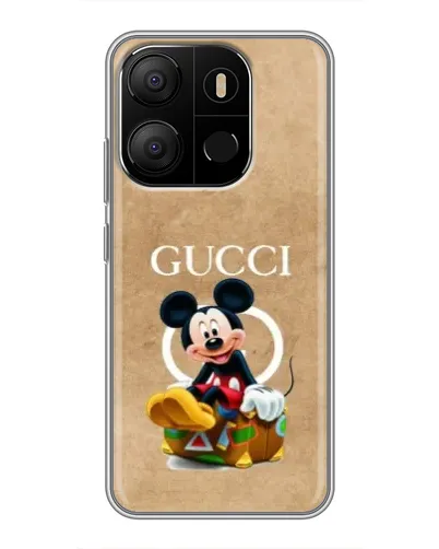 Чехол для TECNO Pop 7 с картинкой «Микки Маус Gucci — крафт»