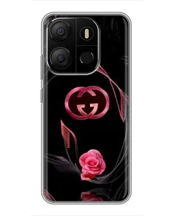Чехол для TECNO Pop 7 с картинкой «Gucci — неоновая роза»