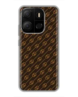 Чехол для TECNO Pop 7 с картинкой «Gucci — золотые диагонали»