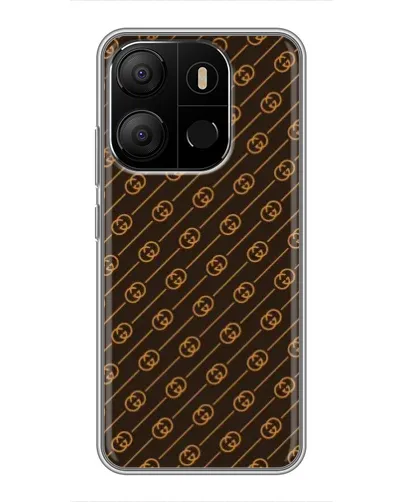 Чехол для TECNO Pop 7 с картинкой «Gucci — золотые диагонали»