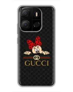Чехол для TECNO Pop 7 с картинкой «Минни Маус Gucci — черный»