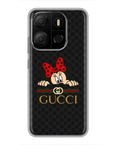 Чехол для TECNO Pop 7 с картинкой «Минни Маус Gucci — черный»