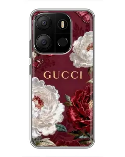 Чехол для TECNO Pop 7 с картинкой «Gucci — бордовые розы»