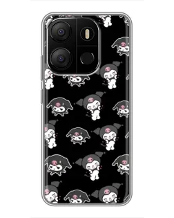 Чохол для TECNO Pop 7 з картинкою «Чорний паттерн Kuromi»